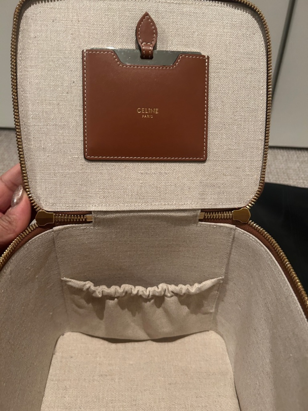 Celine Blue Canvas and Brown Leather Vanity Case LIMITED EDITION NO LONGER AVAIL - Picture 4 of 6